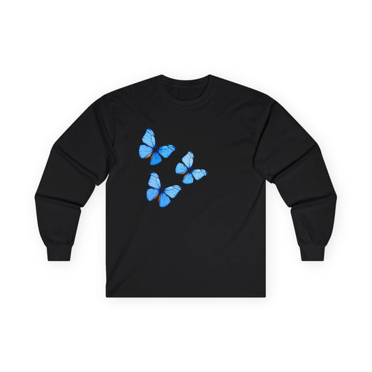 Blue Butterflies Long Sleeve Tee - The Bower Tasmania