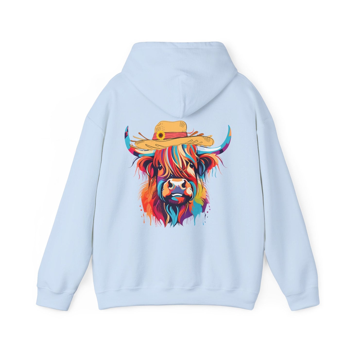Colourful Highland Cow Hoodie - The Bower Tasmania