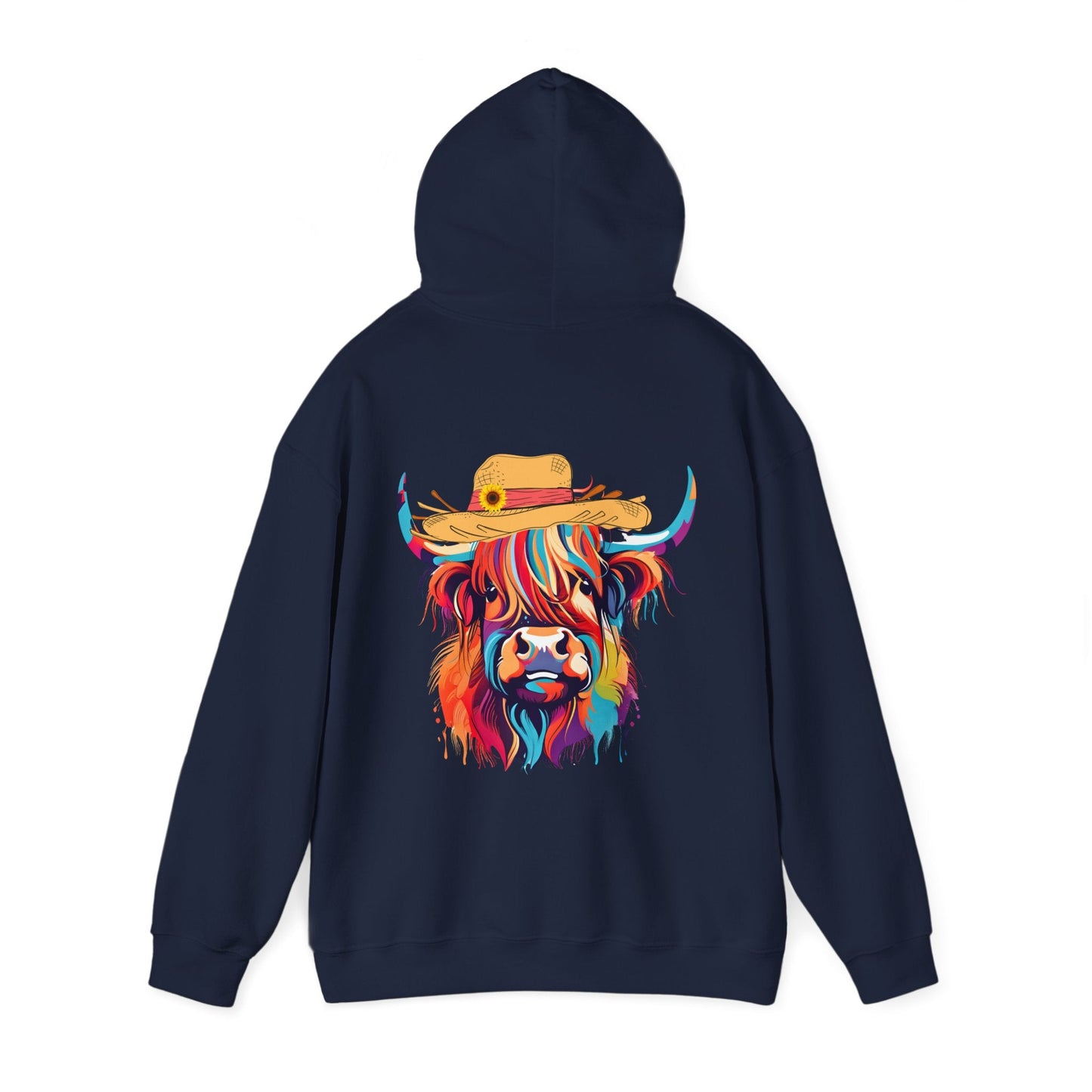 Colourful Highland Cow Hoodie - The Bower Tasmania