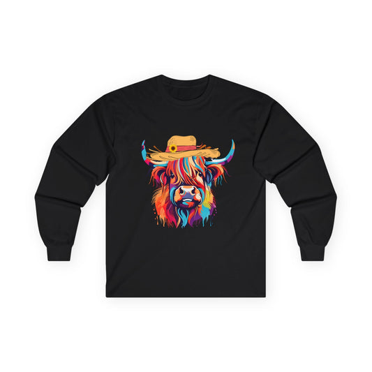 Colourful Highland Cow | Long Sleeve Tee - The Bower Tasmania