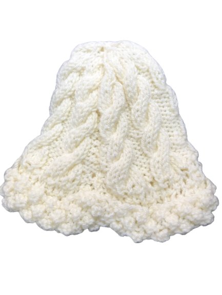 Hand Knitted Beanie in white | The Bower Tasmania
