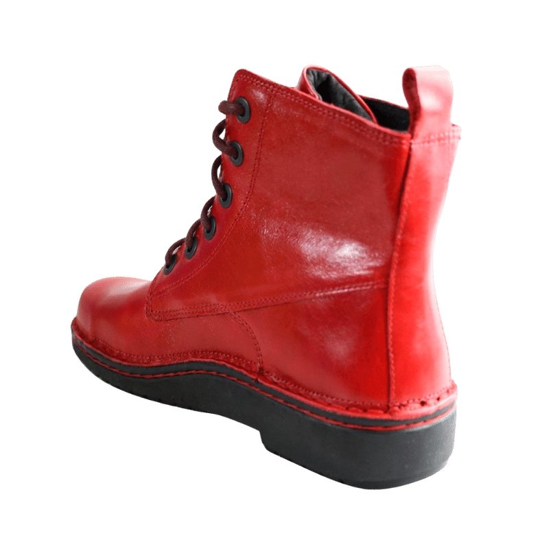Naot Claudia, lace up leather boot with removable insole in poppy | The Bower Tasmania