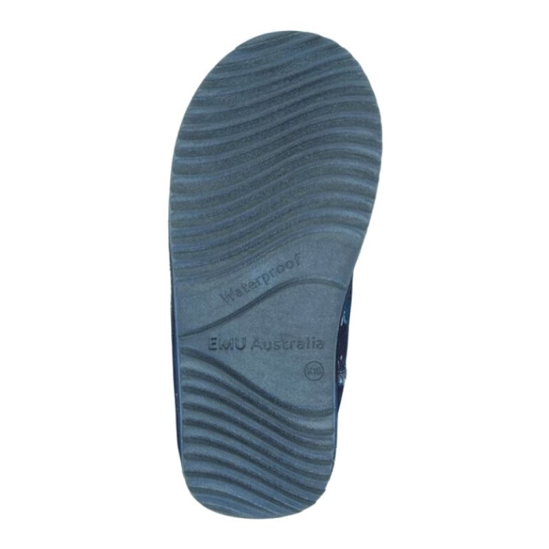 Sole view of Emu Australia Flutter Brumby - Kids Waterproof Sheepskin Boot in midnight | The Bower Tasmania
