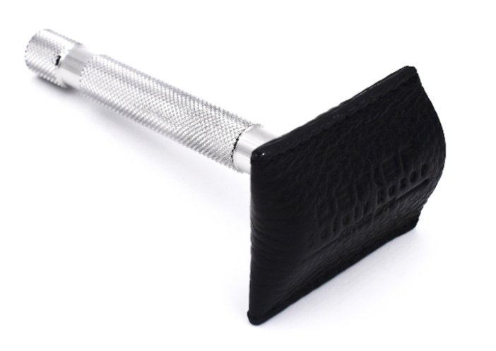 Leather Double Edge Safety Razor Travel Cover Black - The Bower Tasmania