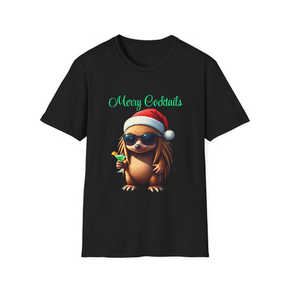 Christmas T-Shirt | Merry Cocktail Echidna - The Bower Tasmania