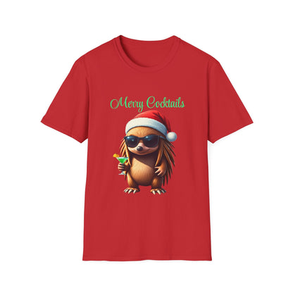 Christmas T-Shirt | Merry Cocktail Echidna - The Bower Tasmania