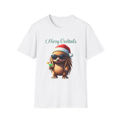 Christmas T-Shirt | Merry Cocktail Echidna - The Bower Tasmania