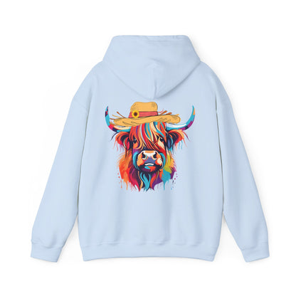 Colourful Highland Cow Hoodie - The Bower Tasmania