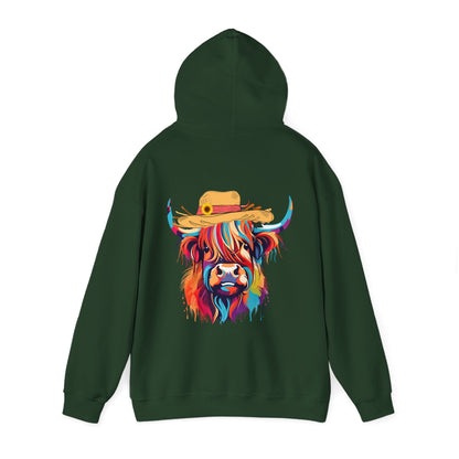 Colourful Highland Cow Hoodie - The Bower Tasmania