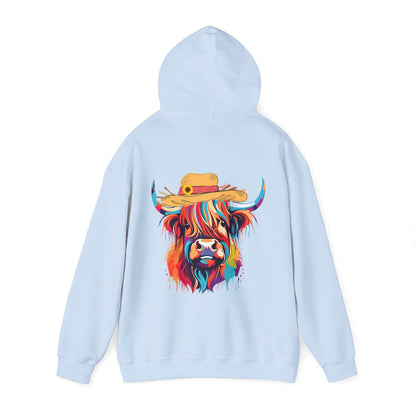 Colourful Highland Cow Hoodie - The Bower Tasmania