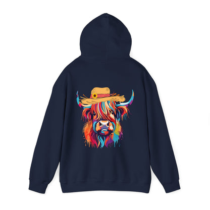 Colourful Highland Cow Hoodie - The Bower Tasmania