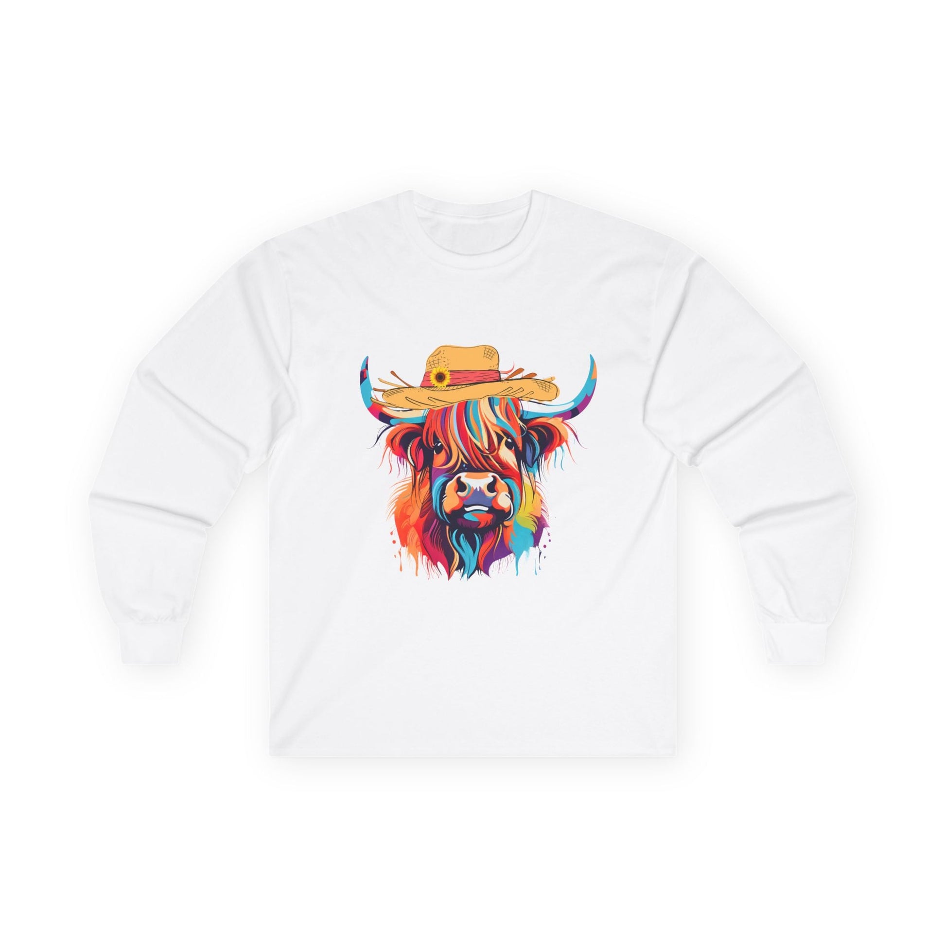 Colourful Highland Cow | Long Sleeve Tee - The Bower Tasmania