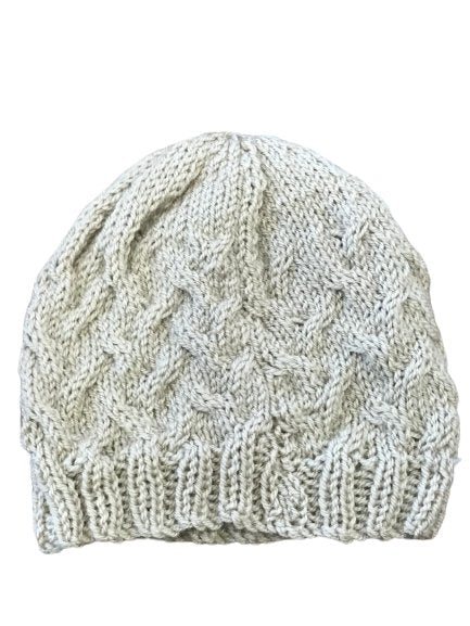 Hand Knitted Beanie in off white | The Bower Tasmania