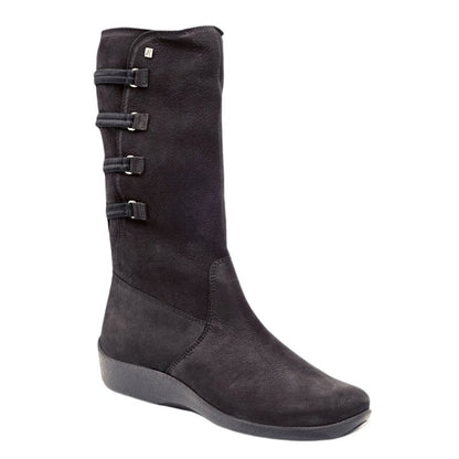 Arcopedico Citrus, a Mid-calf Women's Boot with dual arch support in black suede | The Bower Tasmania