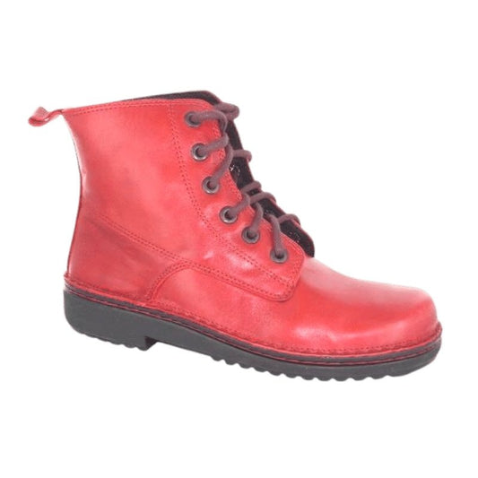 Naot Claudia, lace up leather boot with removable insole in poppy | The Bower Tasmania
