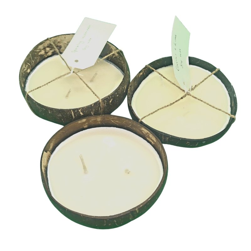 Scented soy wax candles in Coconut bowles | The Bower Tasmania