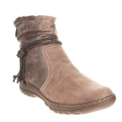 CC Resorts Gemma, Fuzzy ankle Vegan Boots in taupe | The Bower Tasmania