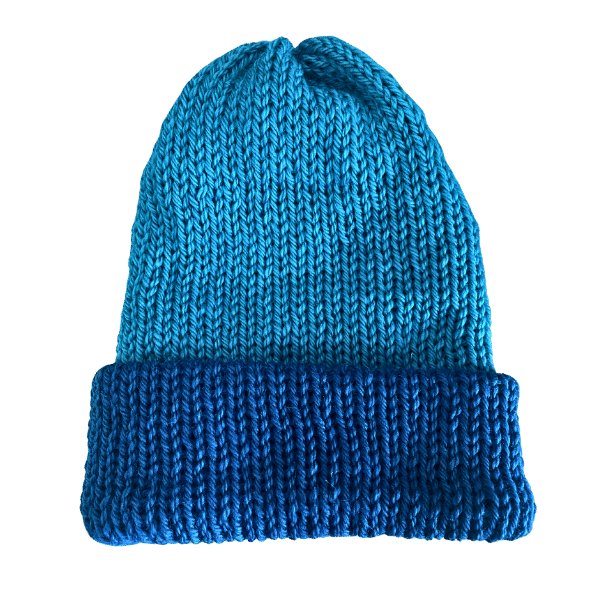 Handmade Double Layered Light & Dark Blue Beanie | Skeinie - Use it as a Beanie or pull apart for a scarf